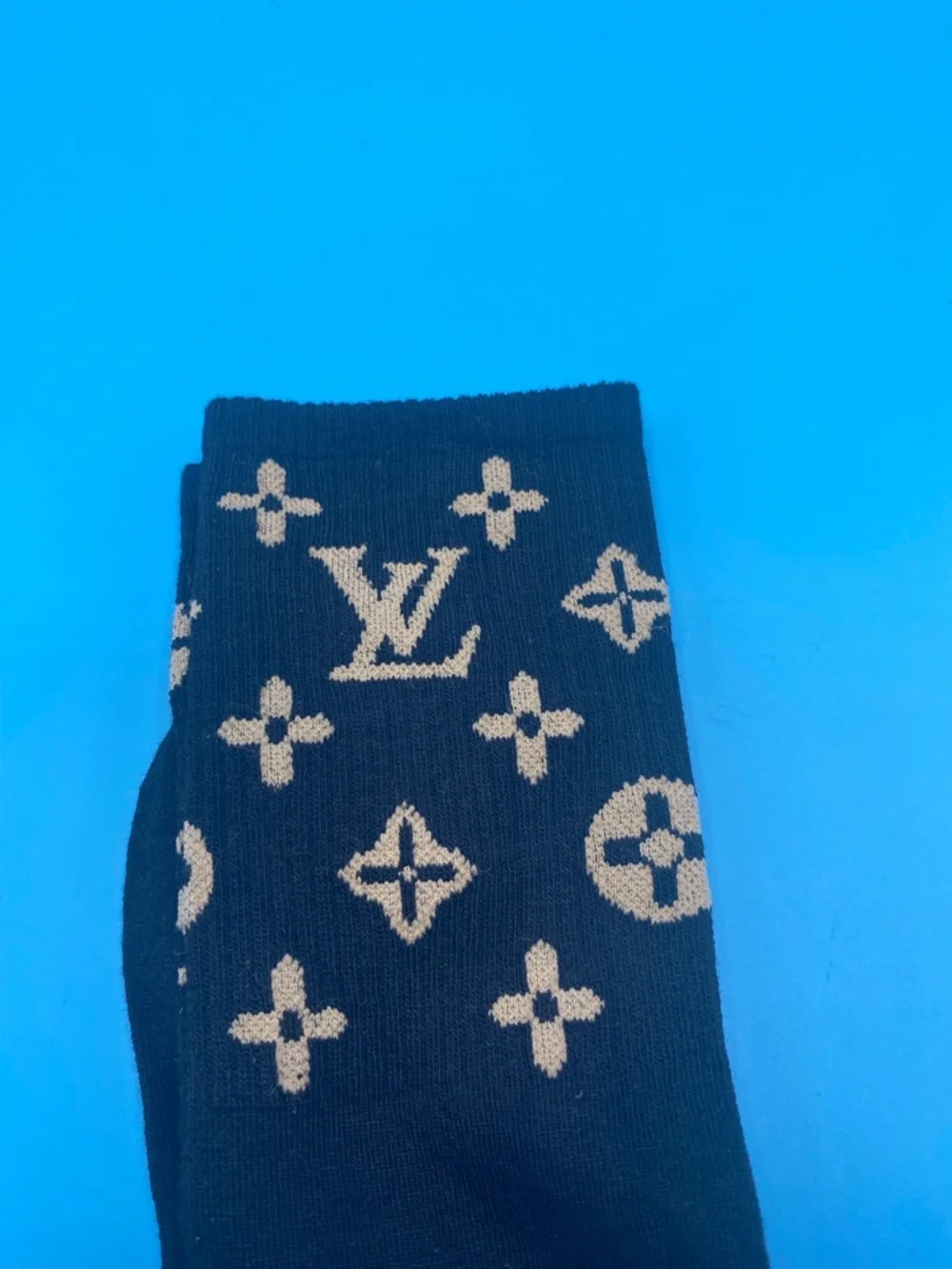 Louis Vuitton Black Socks with Beige Monogram